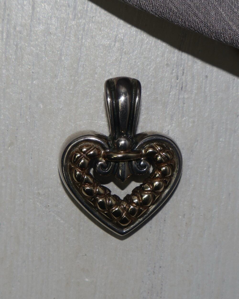 Vintage Nancy & David 14k & 925 Heart Pendant 9.24G / 1.1in